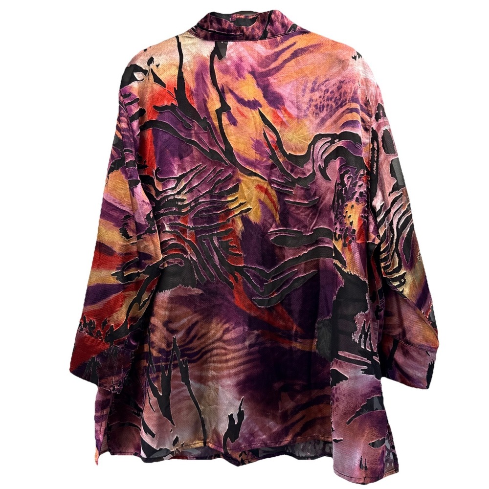 Drapers‎ & Damons Womens Tunic Top 1X Artsy Colorful Sheer Whimsigoth Button Up - Picture 3 of 9